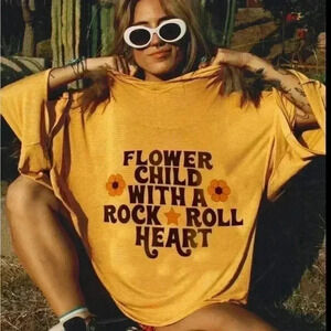 Rock & Roll Flower Child Sunset Hoodie Life Clothing Co. Size Large